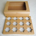 Pegue a Caixa de Papel Cupcake Box / Papel Kraft Caixa de Cupcake com Inserir e Clear Window